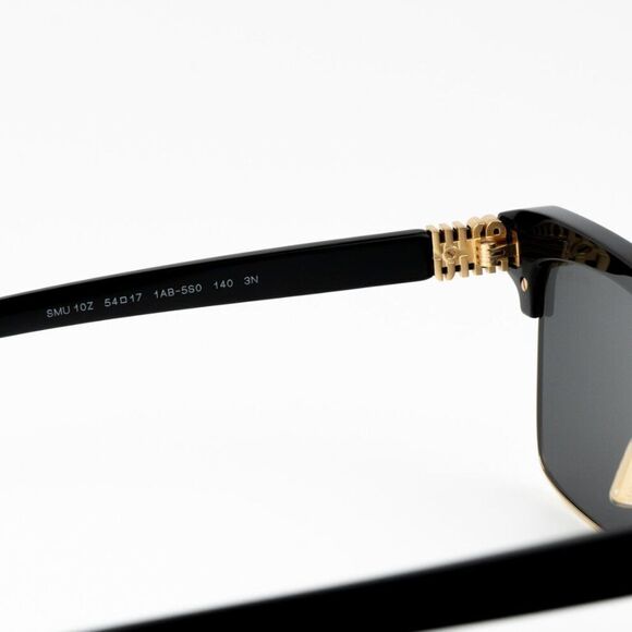 NEW Miu Miu MU10ZS 1AB5S0 Black Dark Grey Square Unisex Sunglasses 0MU 10ZS